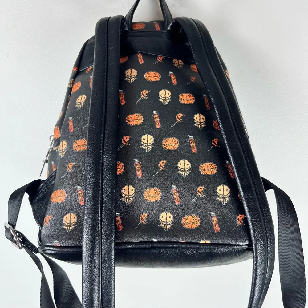 NWOT Trick 'R Treat Sam Halloween Pumpkin AOP Mini Black Backpack Bag